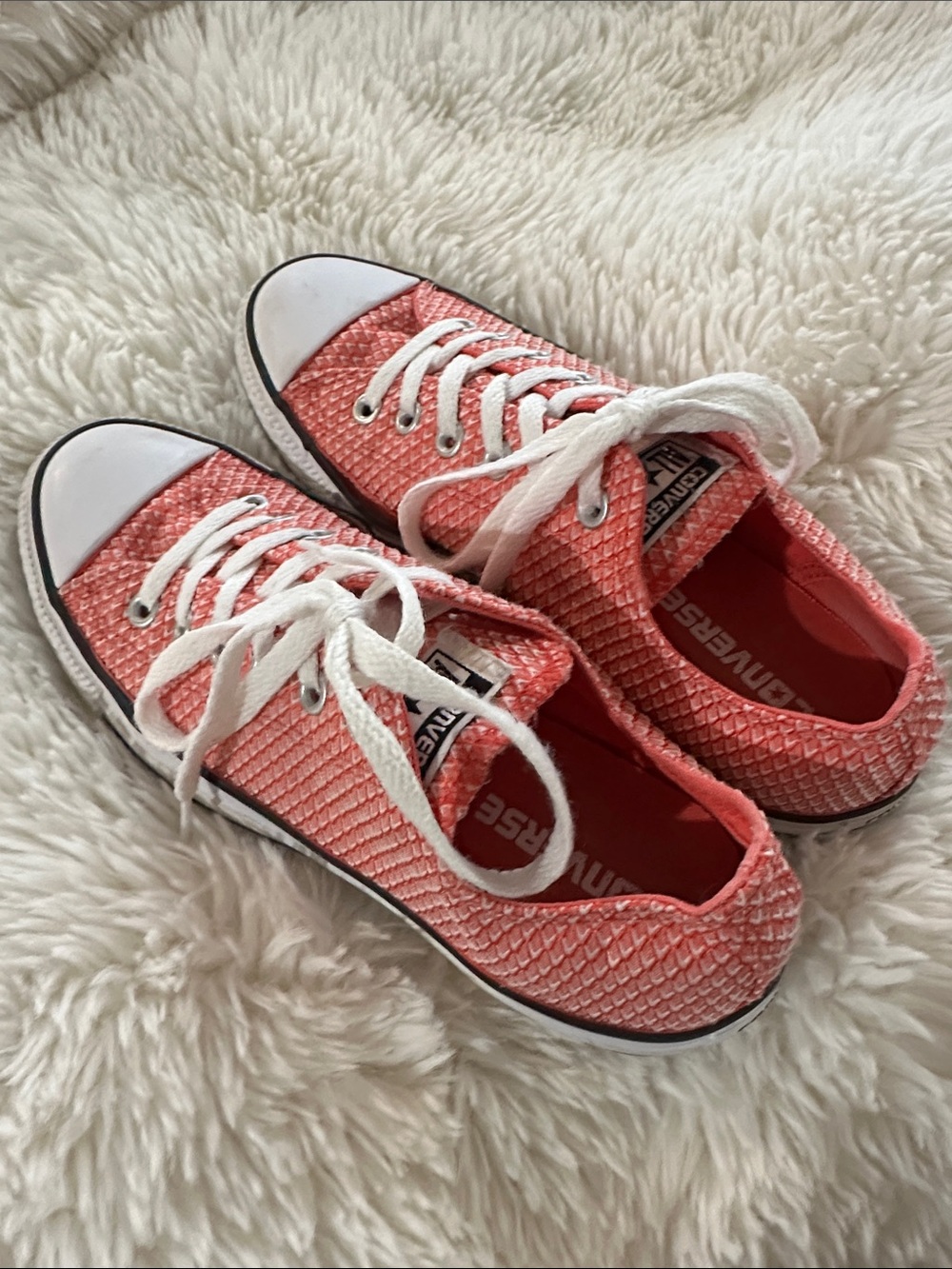 Converse Low Top Sneakers in Coral Pink with White Accents
